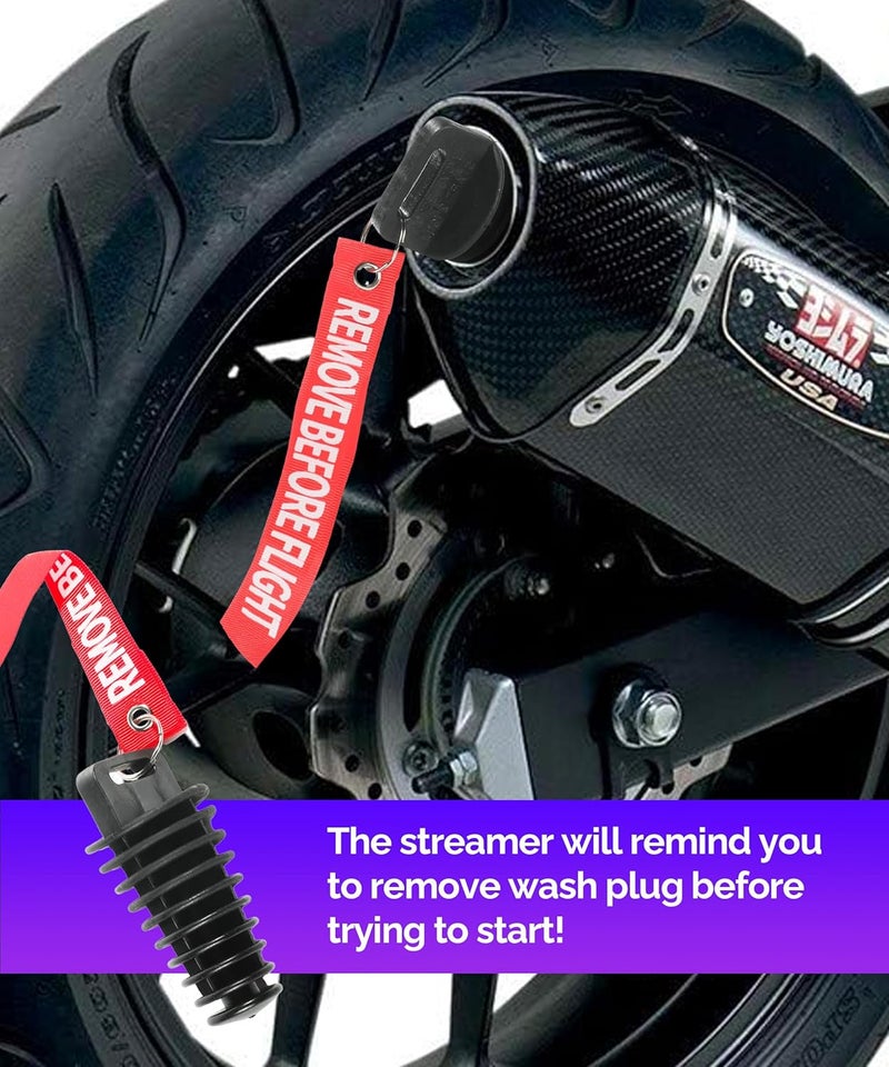 RACOONA 2PCS Muffler Exhaust Wash Plug,Dirt Bike Accessories Muffler Exhaust Tail Pipe Plug,0.6"-1.5"/1.1"-1.8" Wash Plug,Fit for Most Motorcycle Bike 2 Stroke Rubber Exhaust Silencer (1.1-1.8") - Image 5